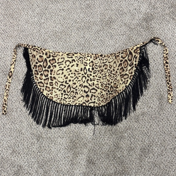 TiniBikini Handbags - Leopard Print Fringe beach coverup- Black Fringe